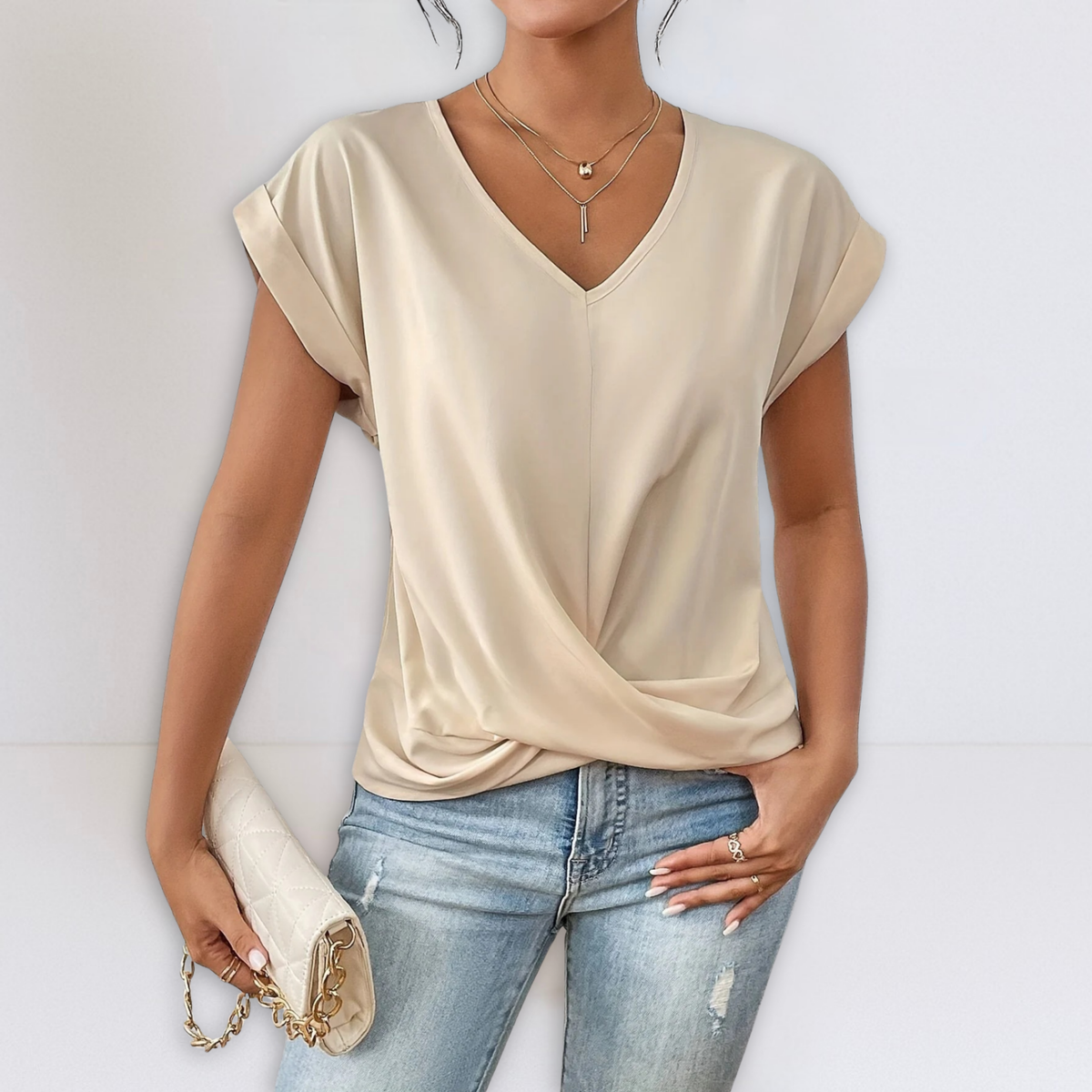Maggie | Twist Front V-Neck Top