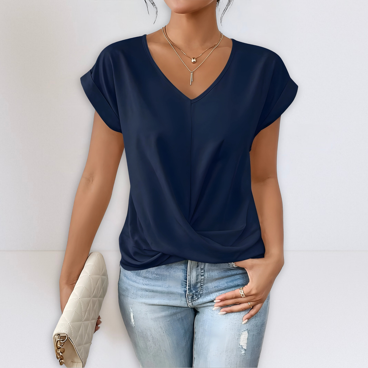 Maggie | Twist Front V-Neck Top