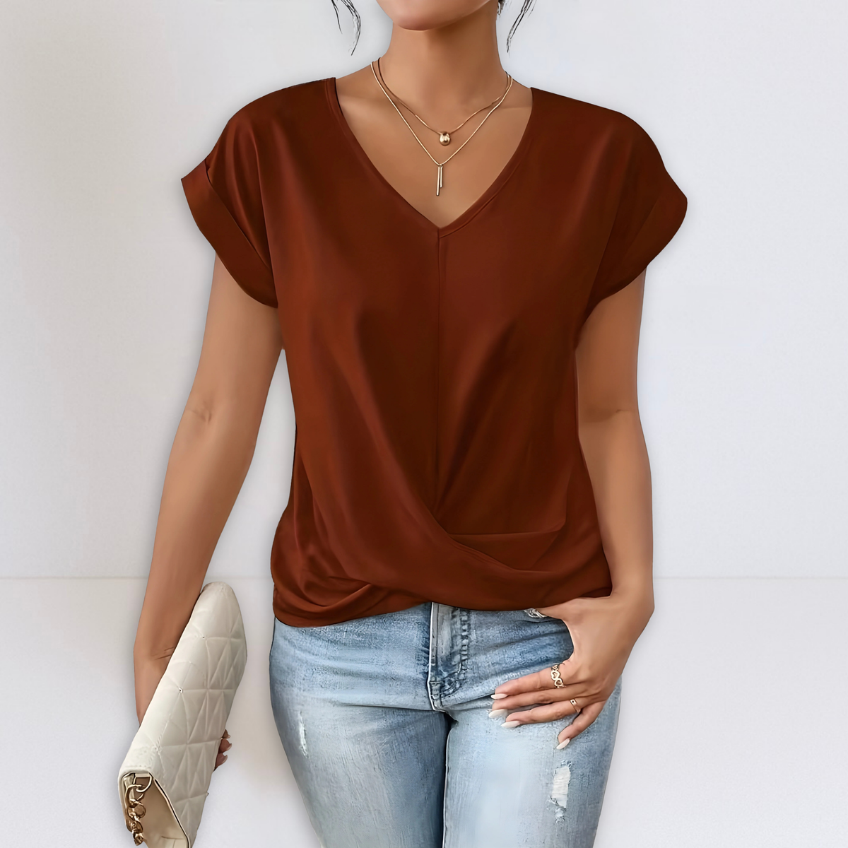 Maggie | Twist Front V-Neck Top
