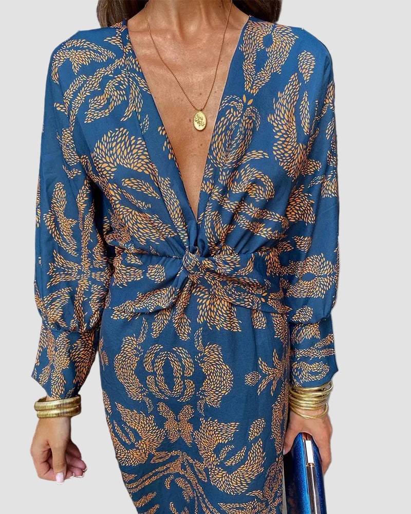 Harper™ | Elegant dress with long sleeves and floral print