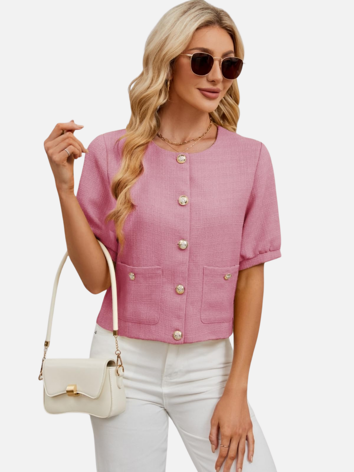 Vivian | Cropped Tweed Blazer Jacket