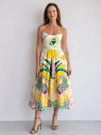 Zephyrelle | Geometric Lion Print Midi Dress