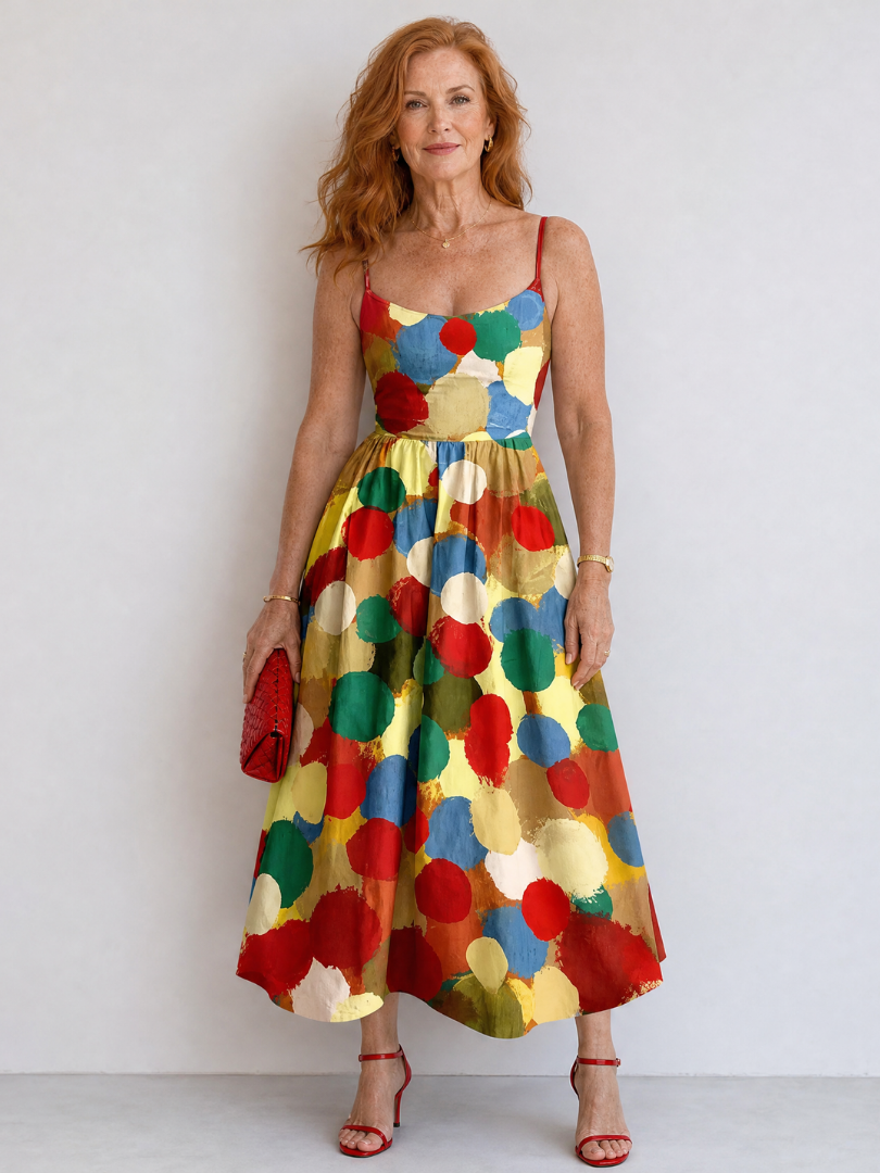 Xandria | Polka Dot Print Midi Dress