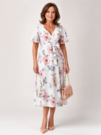 Meer | Floral Wrap Tie Midi Dress