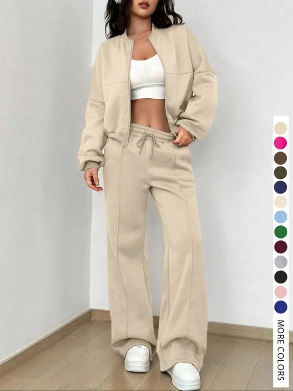 KELSEA™ - Casual Tracksuit Set for Women Zipper Jacket & Natural Waist Pants
