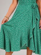 Samore | Floral Wrap Ruffle Midi Dress