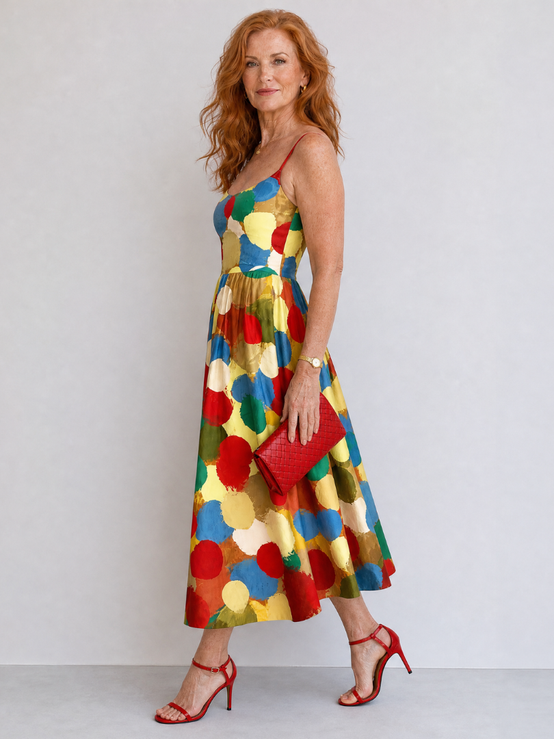 Xandria | Polka Dot Print Midi Dress