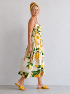Aurexia | Citrus Print Sleeveless Midi Dress
