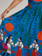 Xylienne | Folk Print Sleeveless Midi Dress