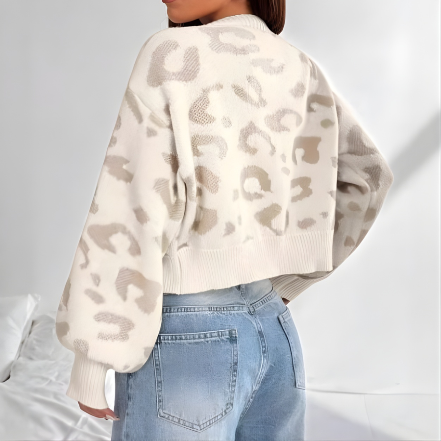 AVIA™ - Comfy Leopard Print Lantern Sleeve Cardigan