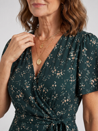 Odiala | Floral Wrap Tie Midi Dress