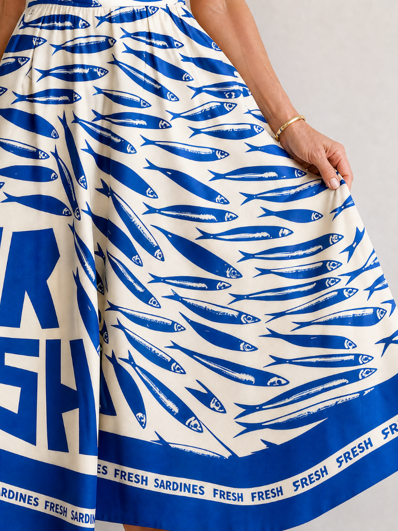 Suriope | Fish Graphic Print Midi Dress