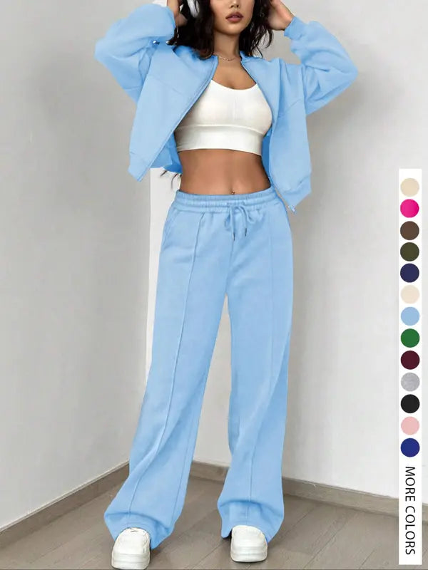 KELSEA™ - Casual Tracksuit Set for Women Zipper Jacket & Natural Waist Pants