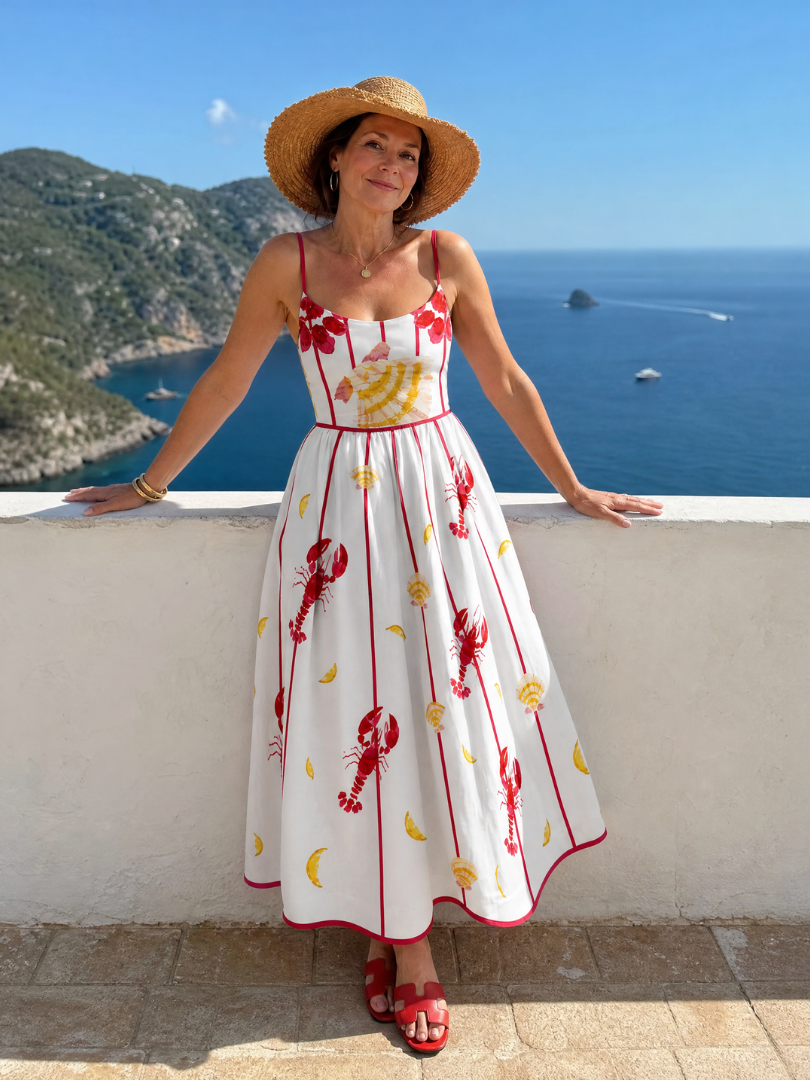 Coriselle | Lobster Shell Print Midi Dress