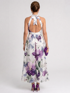 Omego | Soft Bloom Halter Neck Flowing Midi Dress