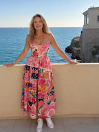 Valhala | Patchwork Floral Print Midi Dress