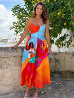 Azelora | Western Graphic Print Midi Dress