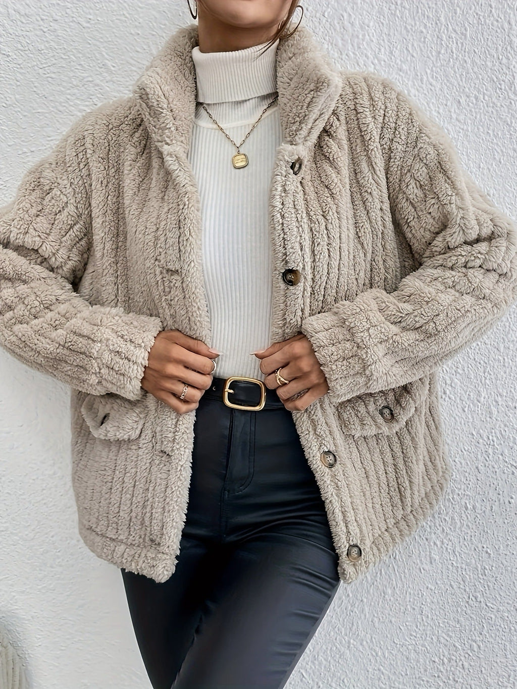 NOVA™ | Double-Sided Velvet Button Cardigan
