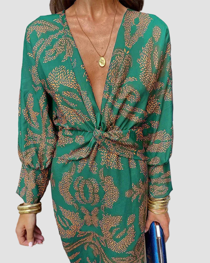 Harper™ | Elegant dress with long sleeves and floral print