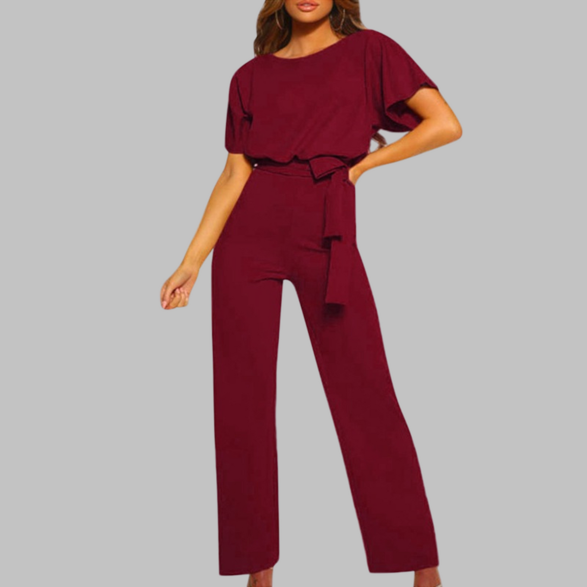 SITA™ - Casual Tie Front Batwing Sleeve Jumpsuit