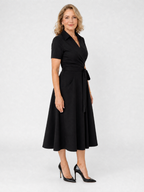 Coral | Collared Wrap Waist Midi Dress