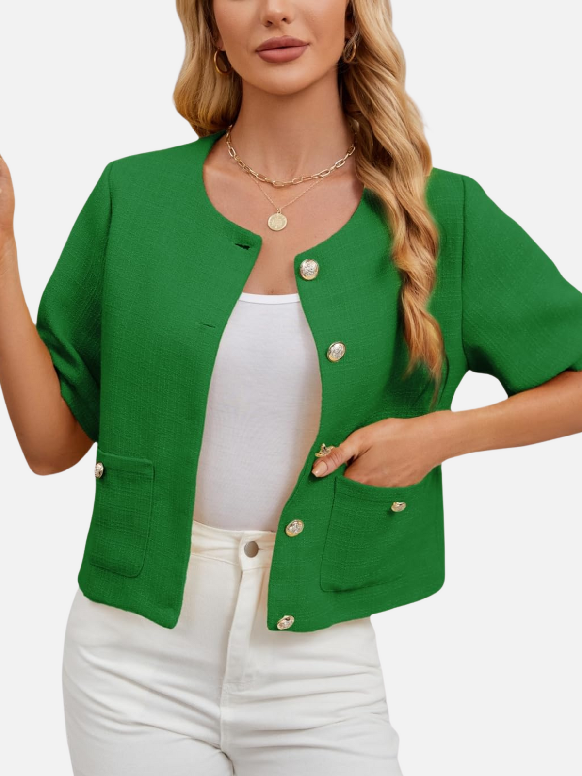 Vivian | Cropped Tweed Blazer Jacket