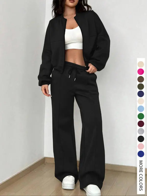 KELSEA™ - Casual Tracksuit Set for Women Zipper Jacket & Natural Waist Pants