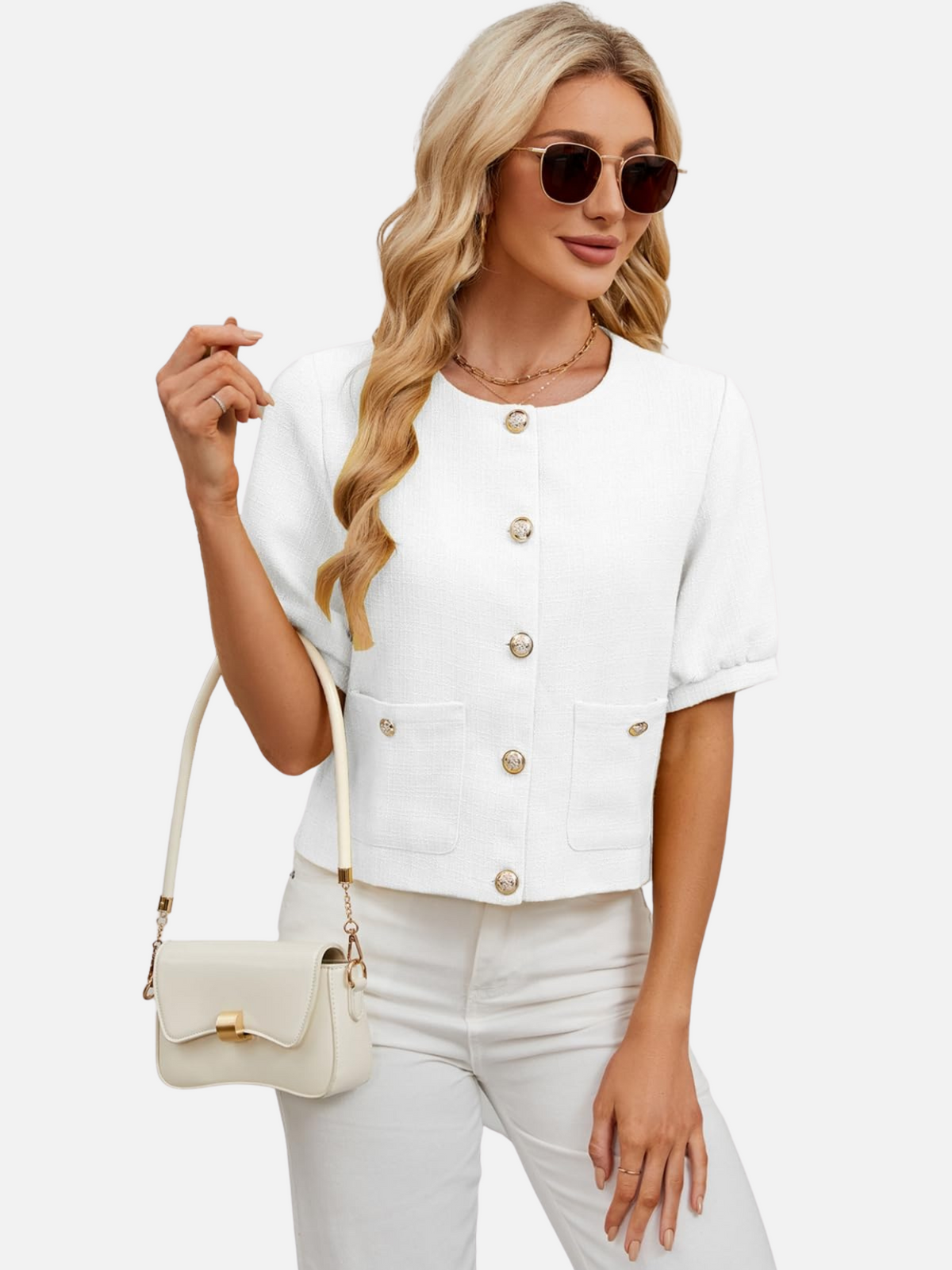 Vivian | Cropped Tweed Blazer Jacket