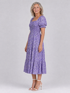 Louse | Floral Smocked Square Neck Midi Dress