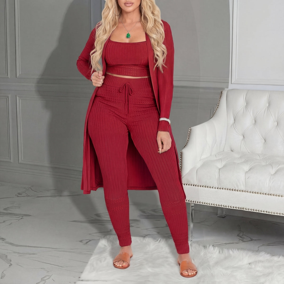 AMARIE™ - Cozy Three Piece Cardigan & Leggings Co-Ord Set
