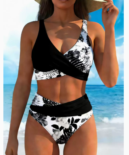 Jolina™ | Floral Contrast Split Bikini