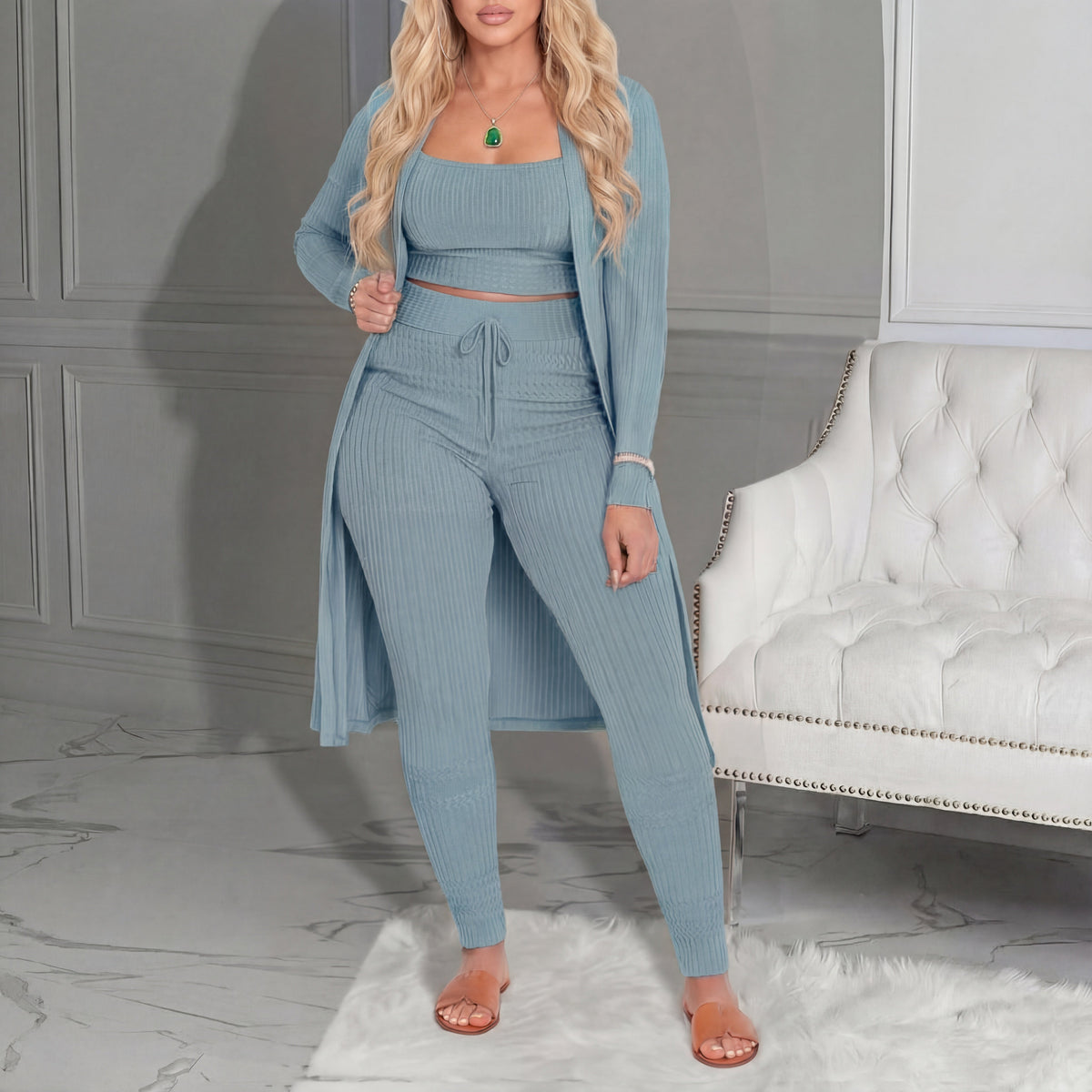 AMARIE™ - Cozy Three Piece Cardigan & Leggings Co-Ord Set