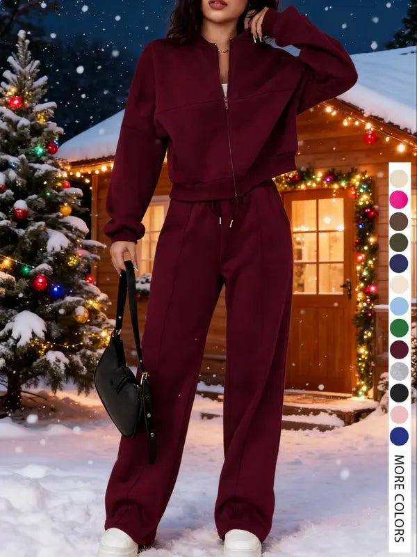 KELSEA™ - Casual Tracksuit Set for Women Zipper Jacket & Natural Waist Pants