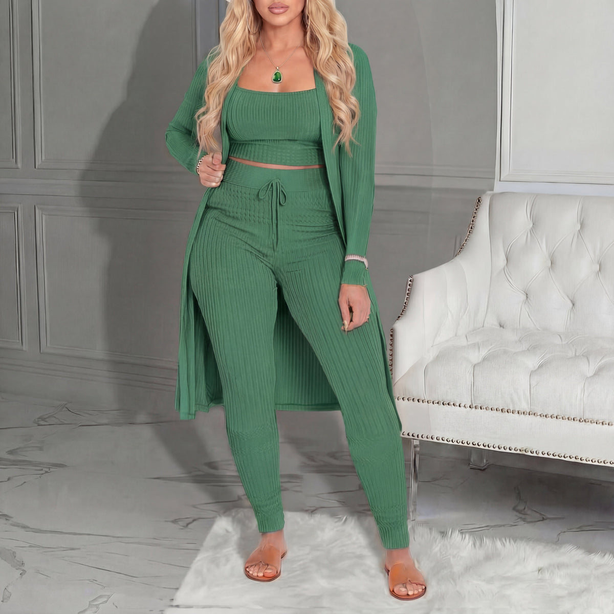 AMARIE™ - Cozy Three Piece Cardigan & Leggings Co-Ord Set