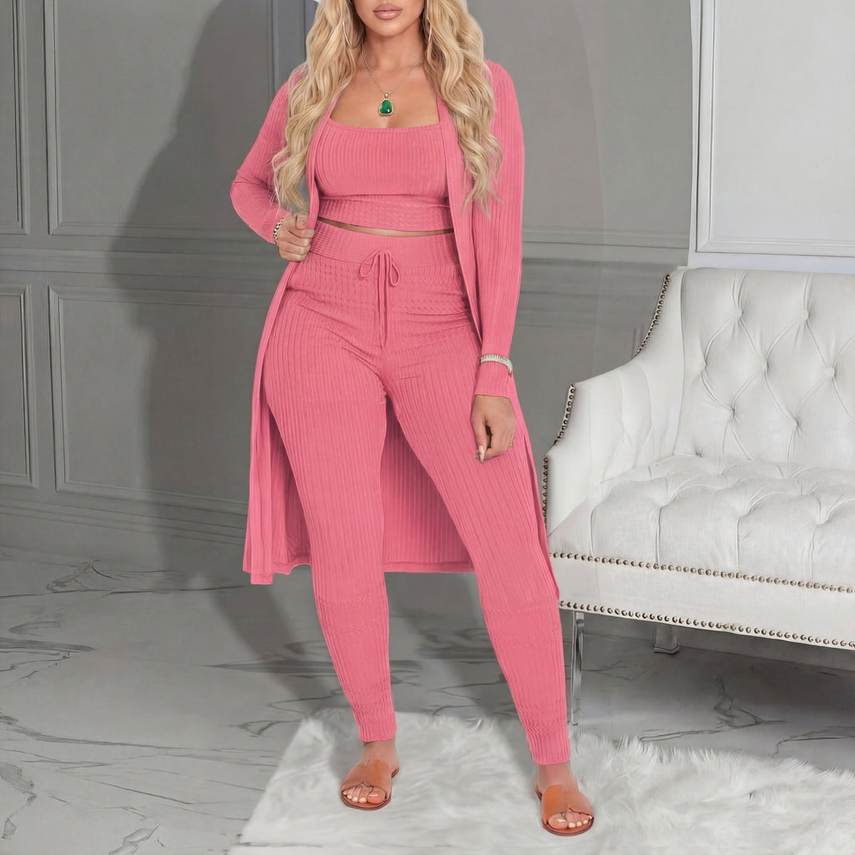 AMARIE™ - Cozy Three Piece Cardigan & Leggings Co-Ord Set